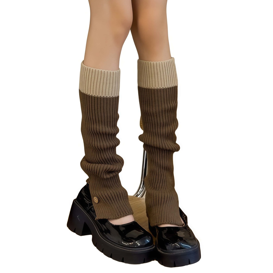 Knit Long Leg Warmers Autumn And Winter Patchwork Warm Boot Socks